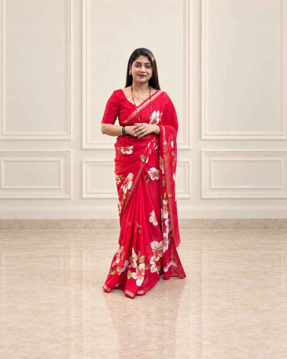 Sadaphuli Pattern Digital Print Saree