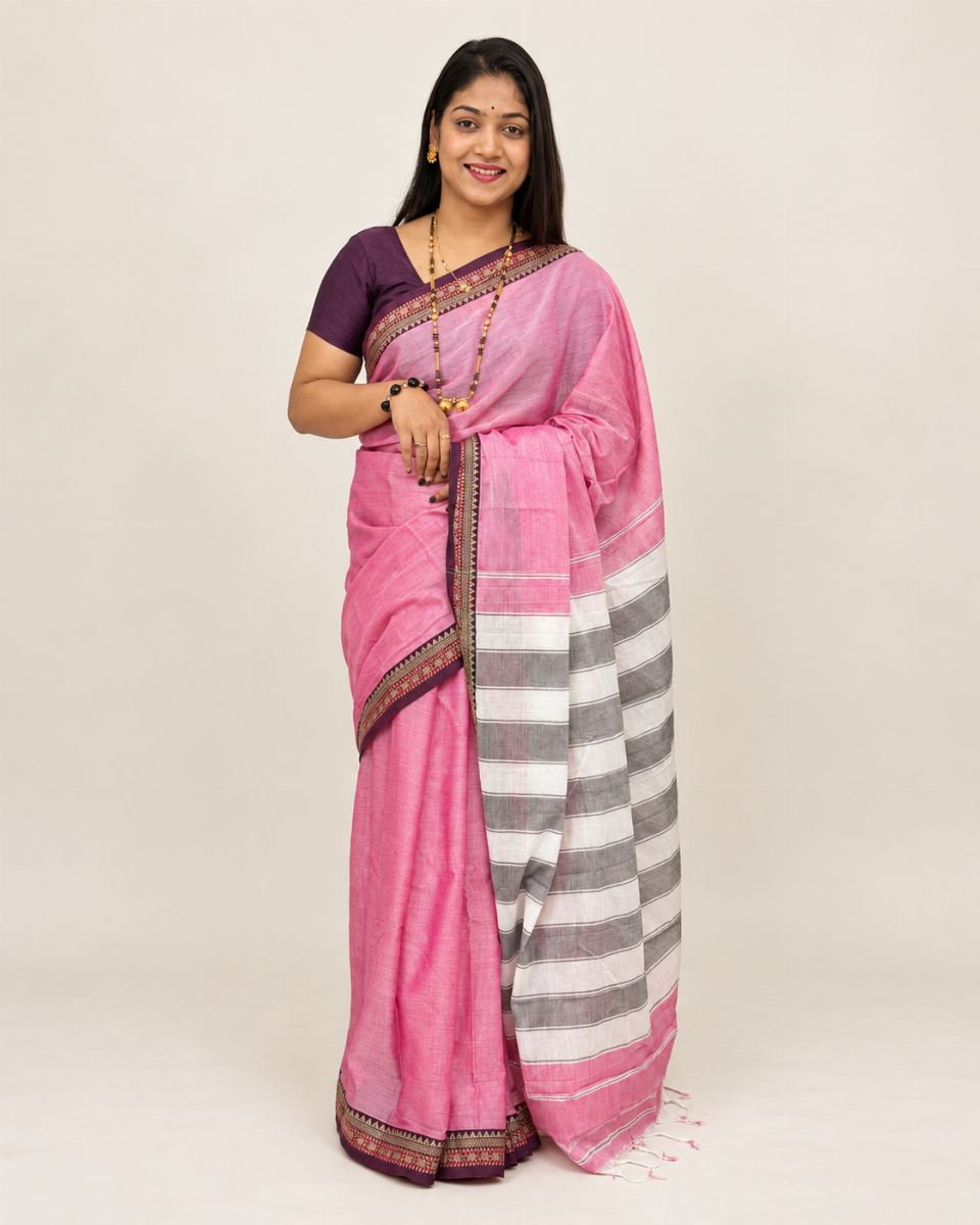 Baby Pink Masrai Silk Saree