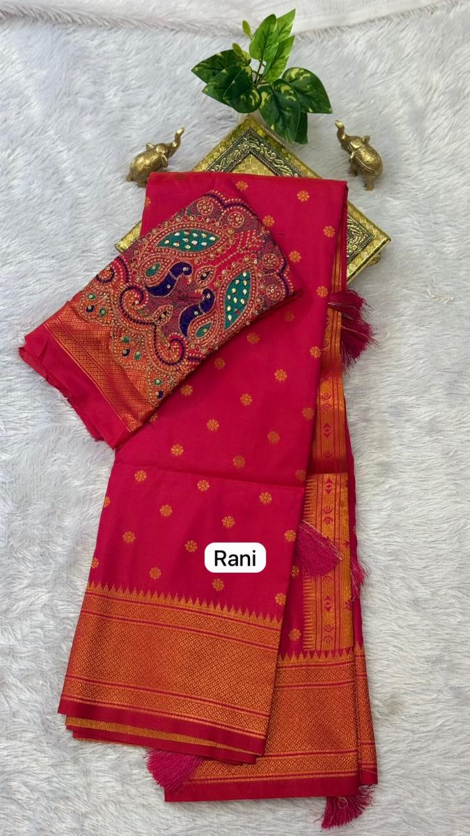 Soft Silk Aari Work Kalanjali Saree – Bhau Beej Special
