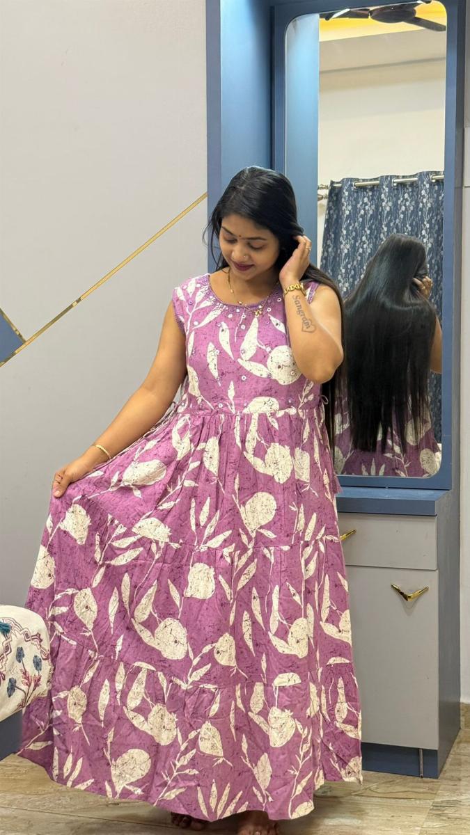 Rayon Floral Printed One Piece Dress