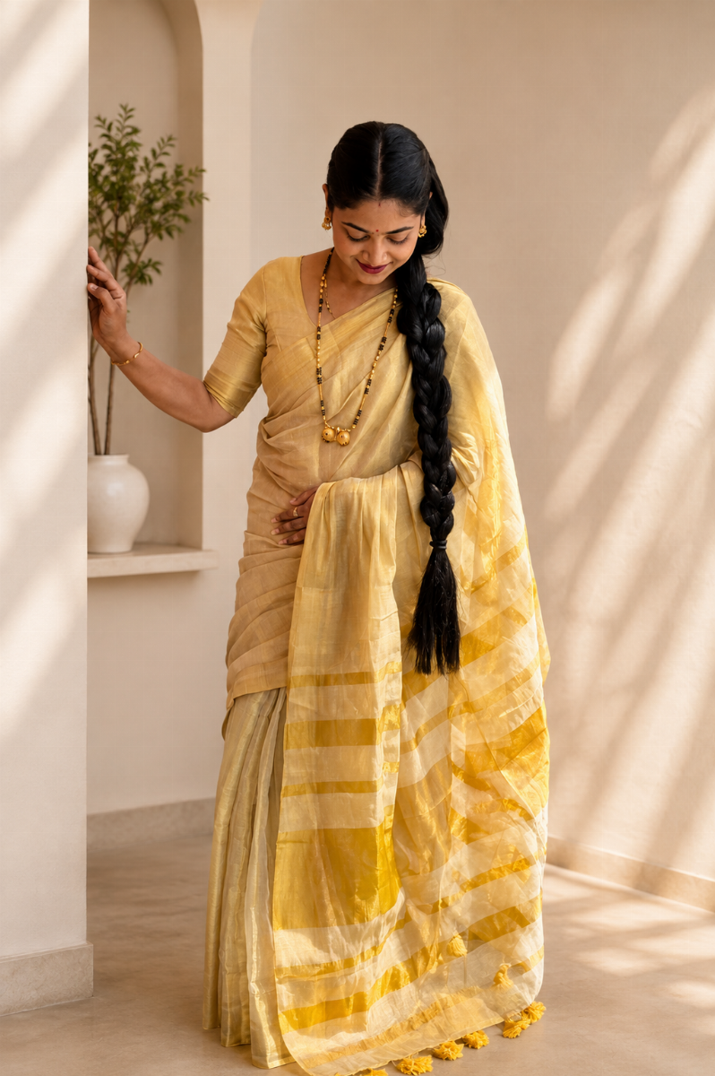 Mul Tissue Golden Saree